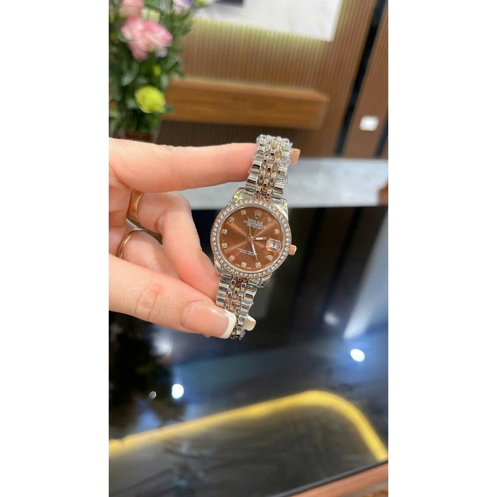 Cao Cấp Đồng Hồ Nữ Rolexx Mặt Tròn Nhiều Màu, Đồng Hồ Đeo Tay Dây Thép Đúc Đặc Sang Trọng, BH 6 Thán