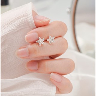  Khuyên tai bạc nữ Phúc Minh Jewelry hình bông hoa điệu đà bạc S925 cao cấp 