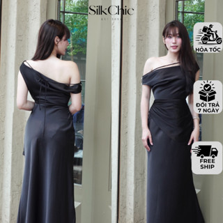 Đầm Lụa Dự Tiệc Lệch Trễ Vai Nữ SC777 Phong Cách Nhẹ Nhàng Dáng Ôm Dài Khoe Đường Cong Sang Chảnh [ Đóng Kèm Hộp ]