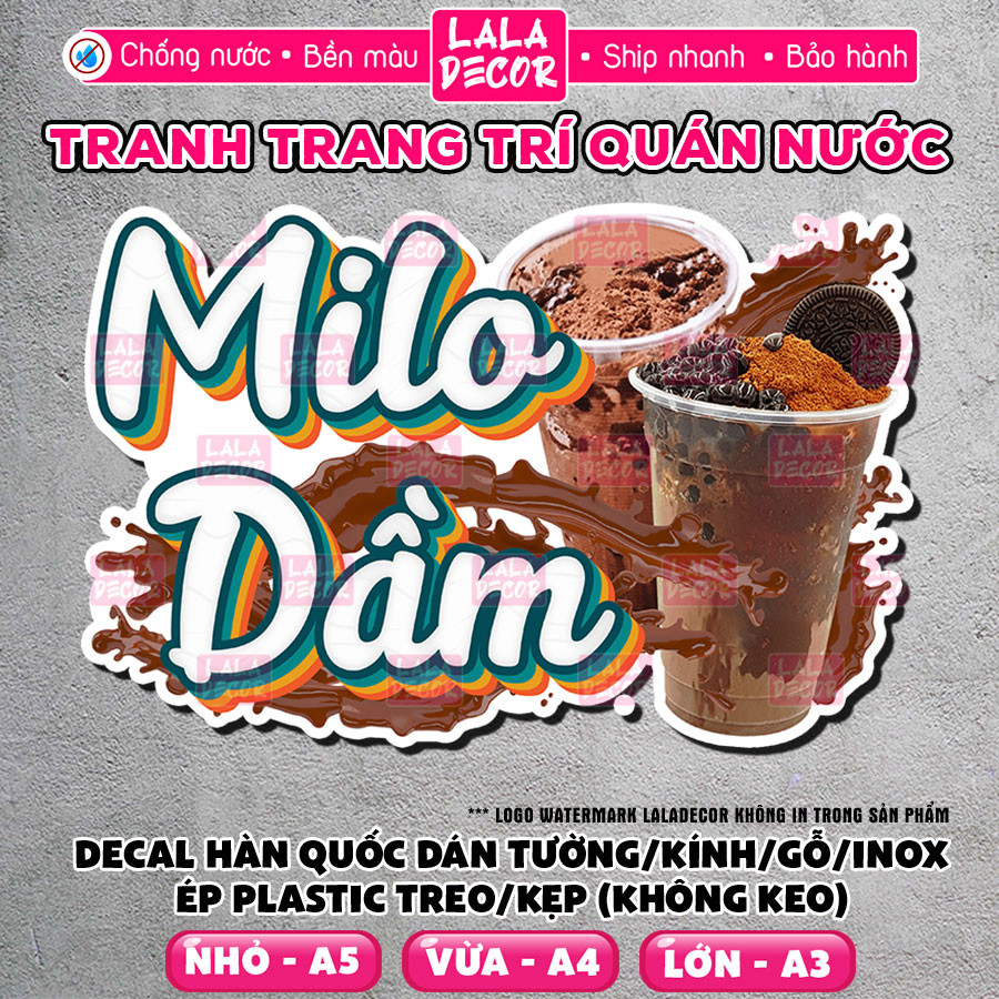 Tranh Dán Tường Milo Dầm Chống Nước 🎀 Decal Milo Dầm Sẵn Keo/Ép Plastic, Decal Trang Trí Quán - F55-