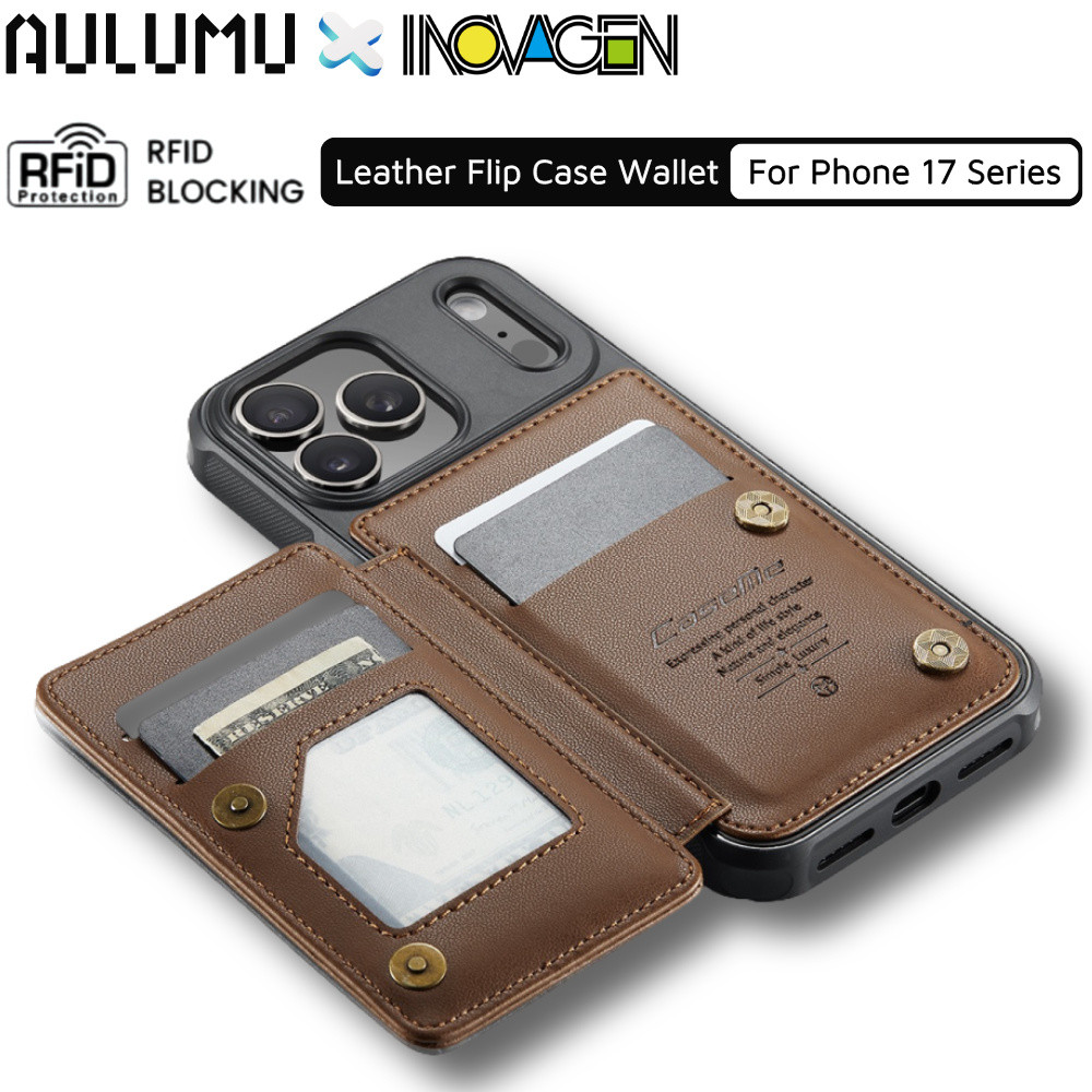 Ốp Điện Thoại Ví RFID INOVAGEN Cho Dòng 16 17 17Pro 17ProMax, Ốp Lật Da Có Khe Cắm Thẻ, Ốp Điện Thoạ