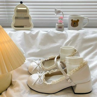 Giày Mary Jane nữ 5CM,Thiết kế viền ren, khóa chất lượng cao, không dễ nhăn, cỡ35-42