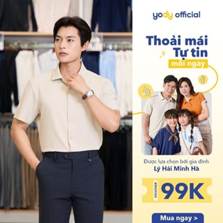 [BST MỚI] Áo sơ mi nam YODY cộc tay Business Casual không đường may dáng suông dễ mặc MOSH25S063
