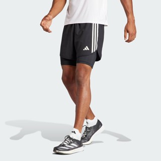 adidas Chạy Quần Short 2 Trong 1 3 Sọc Own the Run Nam Đen IQ3808