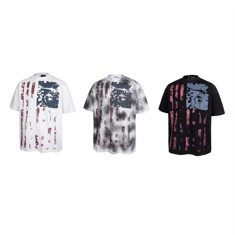 IPL7 THUG CLUB Wasteland-style dirty spray-painted distressed blurry print T Loose-fitting shirt for