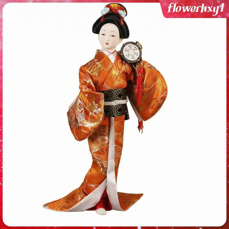 SiaBiced Geisha Doll Hand-Crafted Geisha Bức tượng Kimono truyền thống Nhật Bản-Clad