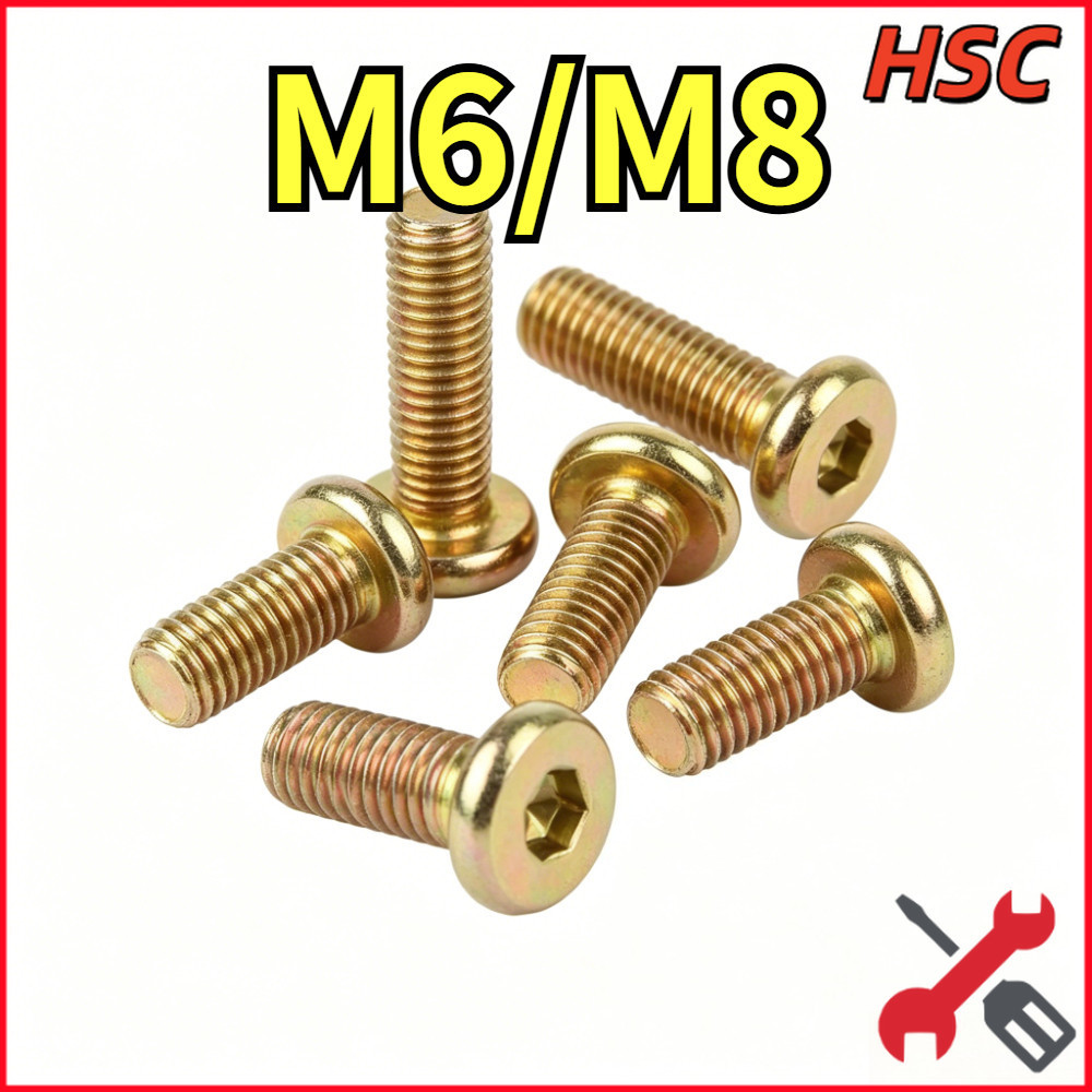 Mạ kẽm màu Bu lông lục giác đầu tròn bằng liên kết đầu lục giác M6*10 M6*12 M6*20 M6*25 M6*30 M6*35 