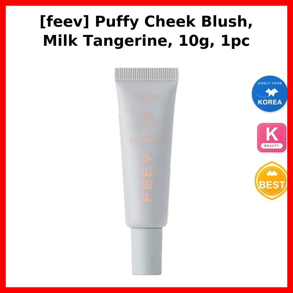 Beauty [feev] Puffy Cheek Blush, Sữa quýt, 10g, 1pc / Blush Hàn Quốc / Họa tiết kem / Chính hãng 100