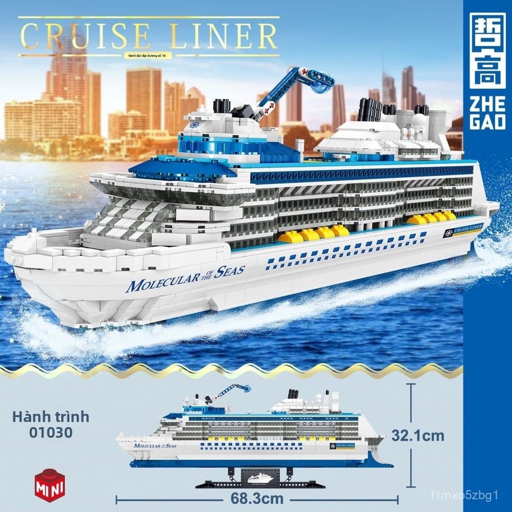 Mô hình du thuyền Ovation of the Seas Zhegao 01030 khối lắp ráp tàu thủy vạn dặm đồ chơi trí tuệ cho