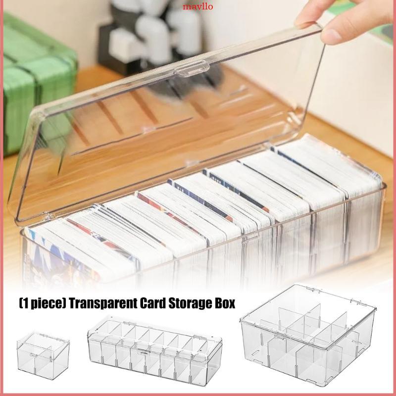 Clear Plastic Card Storage Box With Adjustable Dividers For Home Offices Organization