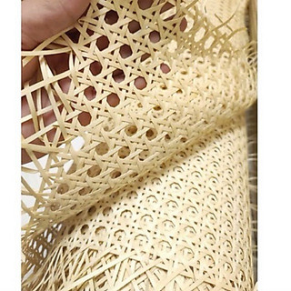 (Có cắt lẻ) Lưới mây mắt cáo nhựa khổ 50cm, 60cm, 70cm, 80cm, 90cm màu vàng nhạt trang trí nội thất, nhà cửa