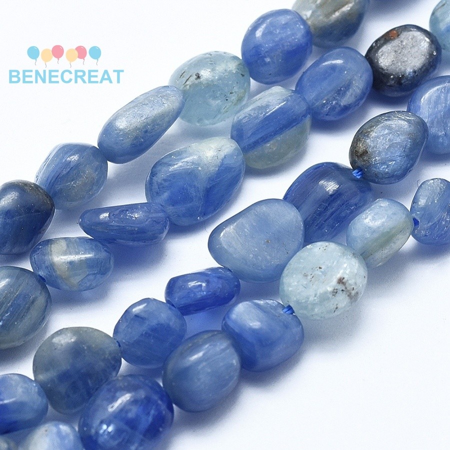 BENECREAT 1 sợi e / Cyanite / Disthene Bead Strands Tumbled Stone Nuggets 5 ~ 8mm Lỗ: 0,8mm khoảng 4