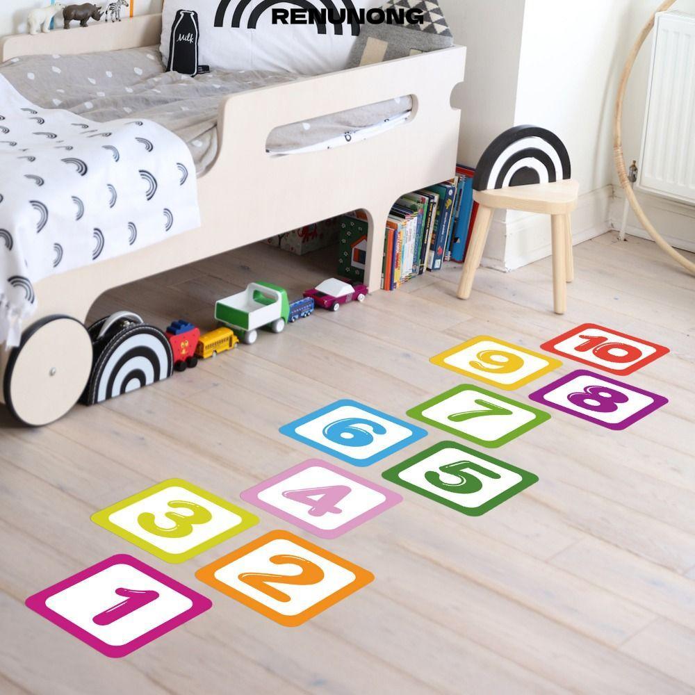 Nhãn dán sàn hoa tulip RENUNONG, Đề can trò chơi số lưới nhiều màu dành cho cha mẹ và con cái, 10 / 