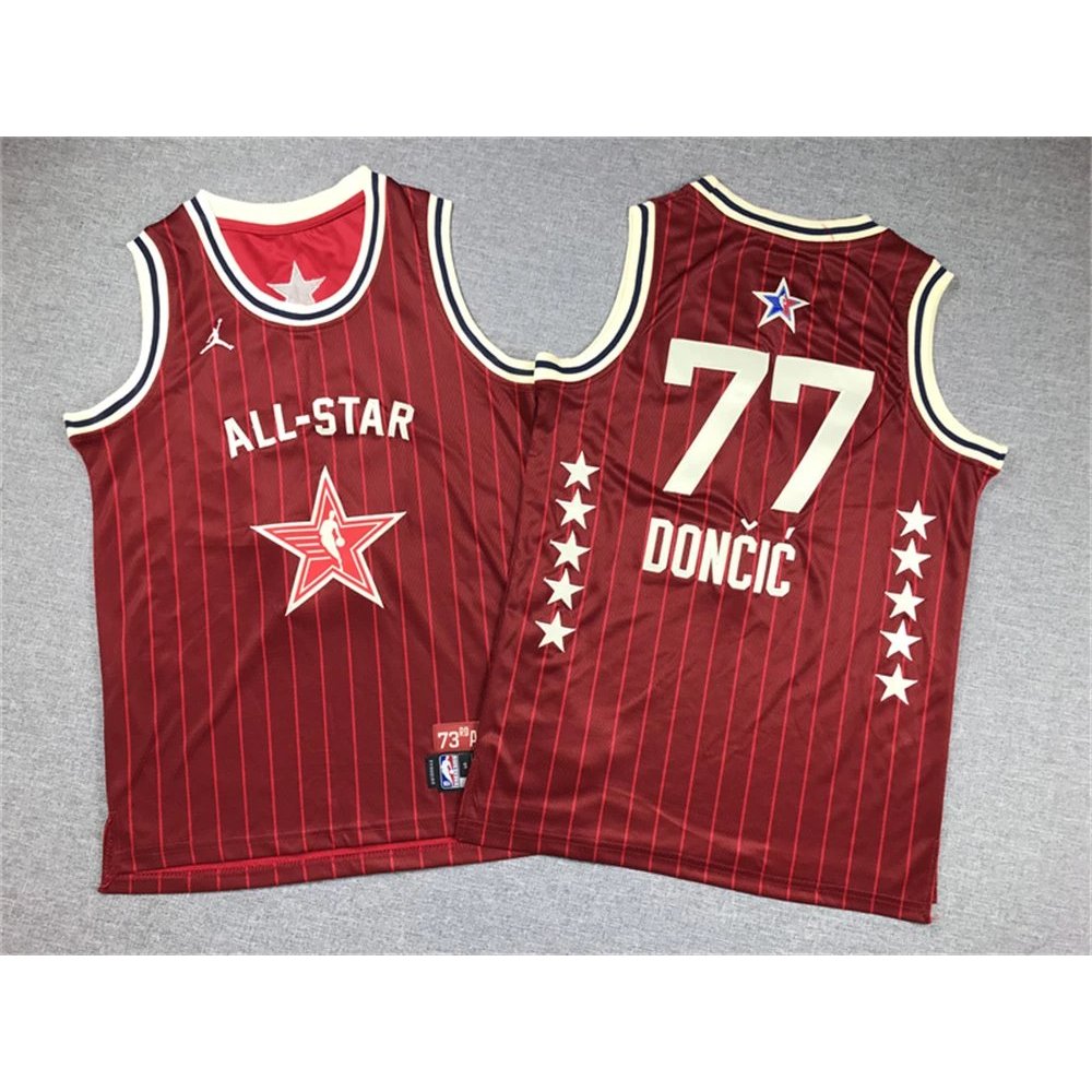 Phong cách trẻ em thêu 24 mùa trò chơi All-Star Red No. 77 Dongqiqi SW Phiên bản quạt Jersey Áo thể 