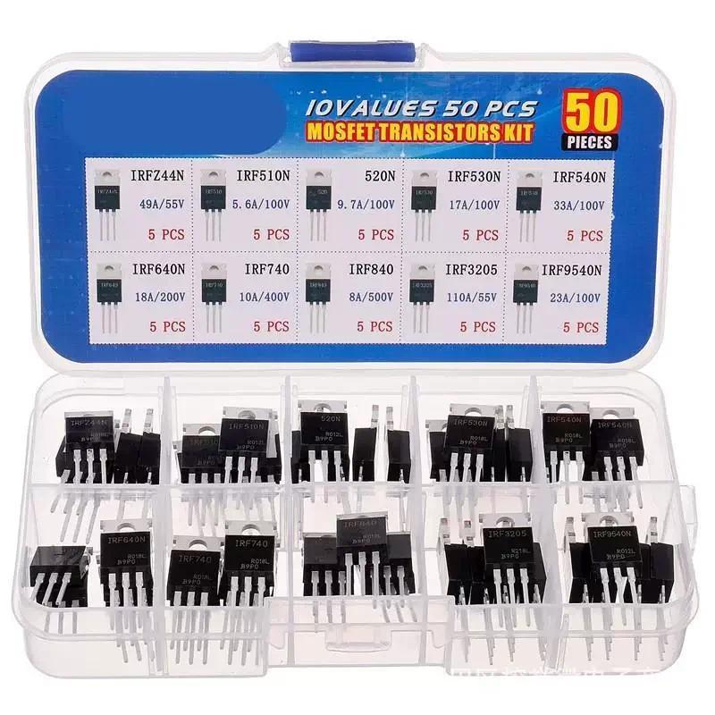 Bộ 50 TO-220 Dòng MOSFET IRFZ44N IRF510N IRF540N IRF640 IRF840 IRF740 IRF3205 IRF9540 IRF520N IRF530