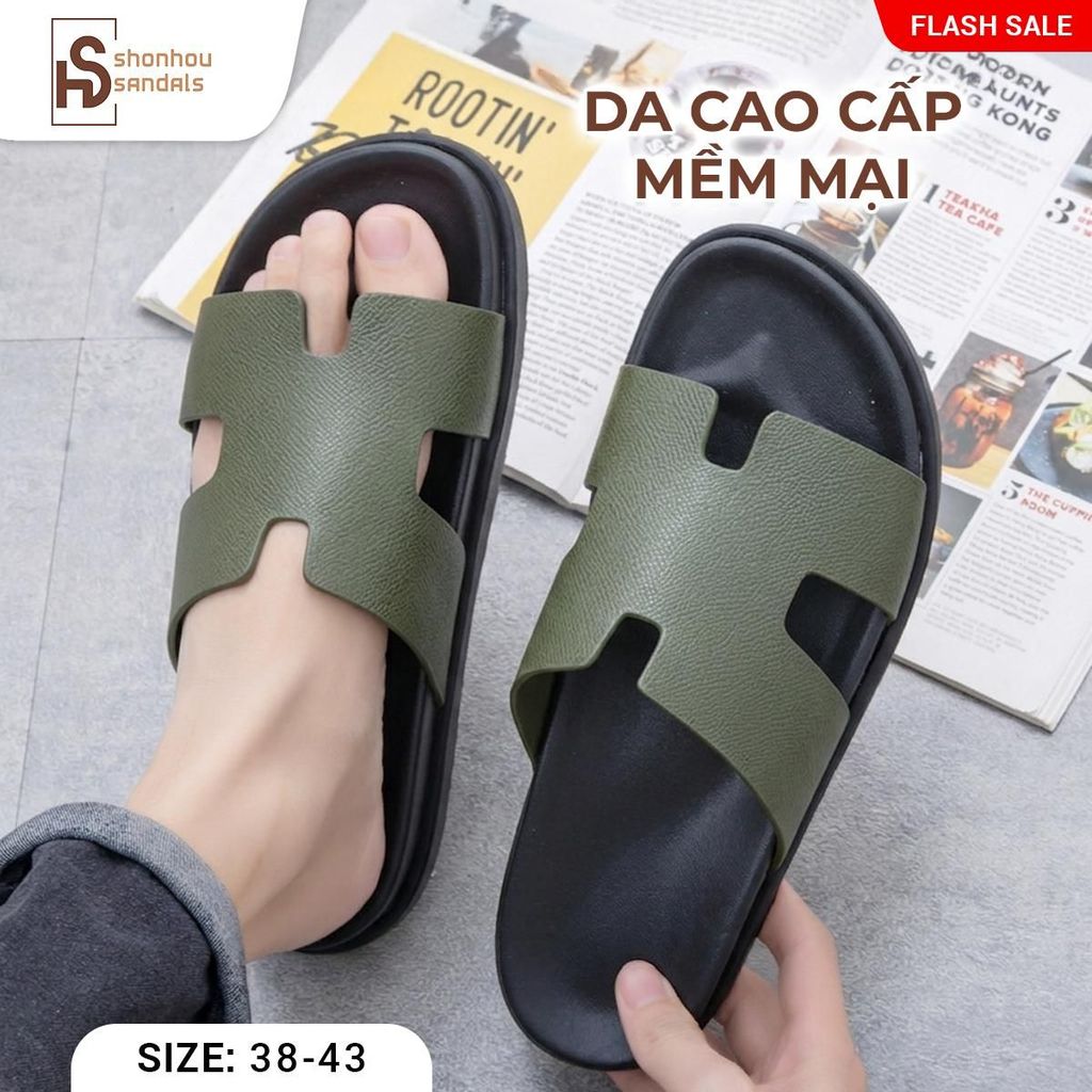 SHONHOU Dép Da Nam 6 màu Đã Được Khâu Quai Dép Chắc Chắn, Đế Cao Su Êm Mềm -PL5
