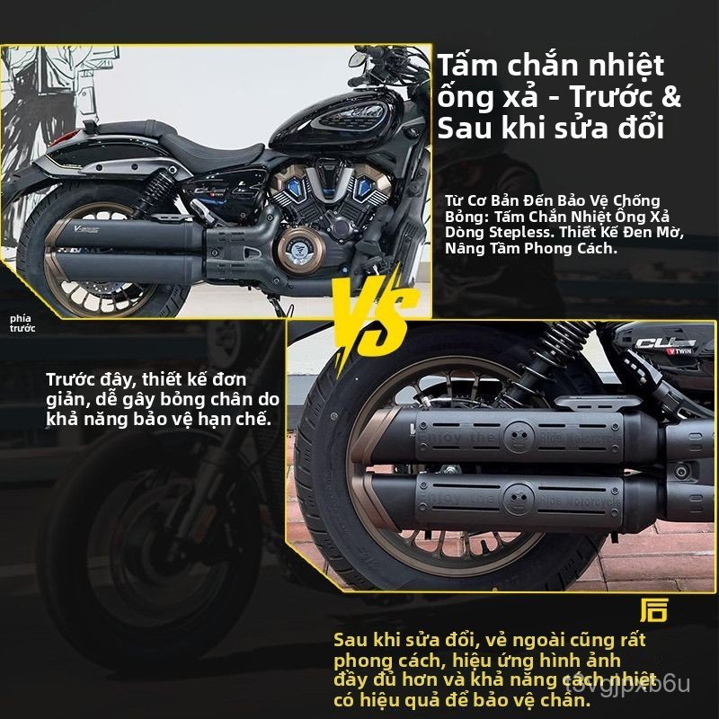 Ốp chống nóng đuôi pô xe máy Voge CU625 vỉ che cách nhiệt ống xả cổ điển lắp ráp zin đẹp