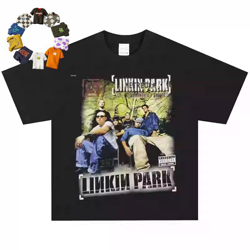 Áo thun Linkin Park Linkin Park Band, Áo thun ngắn tay dáng rộng phong cách Rock American Retro, Vải