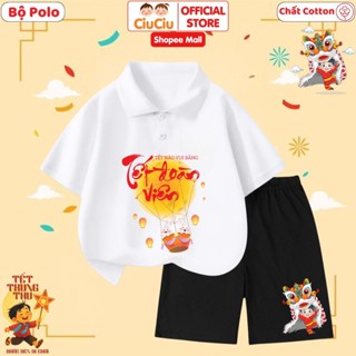 Bộ quần áo polo tết đoàn viên trung thu cho bé trai bé gái CIUCIU BABY chất cotton co dãn thoáng mát
