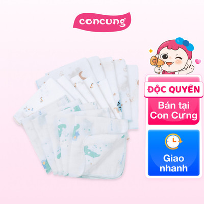 Khăn gạc in hình 4 lớp Cotton Animo T2304_NBA003 (25x28cm,5 cái)