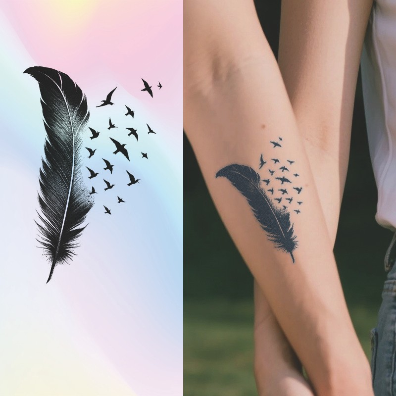 Lông Vũ Tạm Thời Hình Xăm Chống Thấm Nước Lâu Dài 30 Ngày Cánh Tay Ma Thuật Hình Xăm Hình Xăm Giả Hì