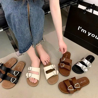 Sale GIÁ 69K mẫu dép quai da chất mềm bản 2 quai phong cách tiểu thư dép lê mùa thu sale 69k