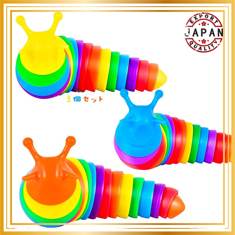 MATSUKUSHI 3D Fidget Slug Toy - Stress Relief, Educational, Colorful & Cute - Jointed, Detachable, a