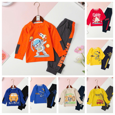 Bộ cotton Bé trai thu đông dài tay, Set bộ dài tay LITIBABY size 2/8 tuổi