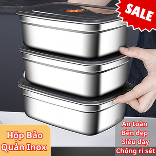  Hộp Đựng Thực Phẩm IKEA Mama Khay Inox Cao Cấp Có Nắp Đậy Kín Ngăn Mùi Dùng Tủ Lạnh 