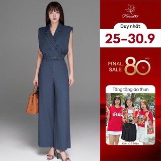 Bộ đồ nữ set áo quần HeraDG áo gile cổ vest độn vai,chun gấu, quần dài suông, chất Tuytsi giả bò cao cấp SSTBD2058AQ