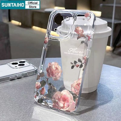 Ốp Điện Thoại Suntaiho Họa Tiết Hoa Hồng Thanh Lịch Trong Suốt Mềm Cao Cấp Chống Sốc Cho iPhone 11 12 13 14 15 16 Pro Max IP 7 8 Plus Iphon X XS XR Xs max