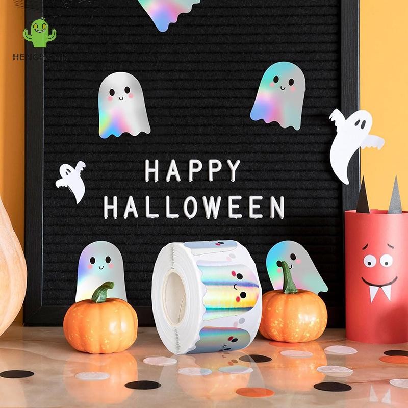 HENGHOME 500 Miếng Dán Ma Halloween Cuộn Ma Dán Trang Trí Giấy Tự Dính Đề Can Cho Tiệc Halloween Ủng