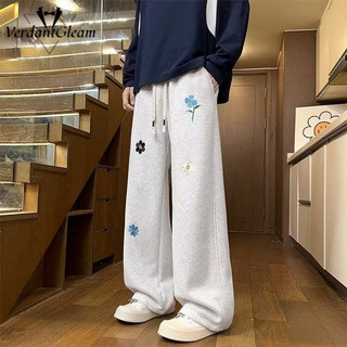 VG Quần Jean Unisex Thêu Họa Tiết 3D Phong Cách Retro Hàng Ngày