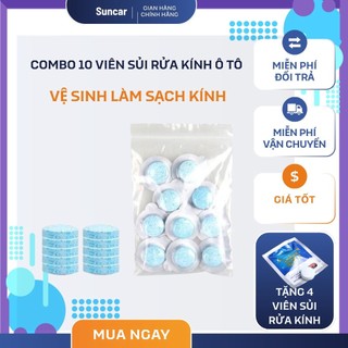  Combo 4&10 Viên Sủi Rửa Kính Ô Tô | Tẩy Sạch Chống Bám Nước Hiệu Ứng Lá Sen 