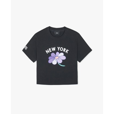 MLB - Áo croptop nữ cổ tròn tay ngắn_3FTSF0743-50BKS