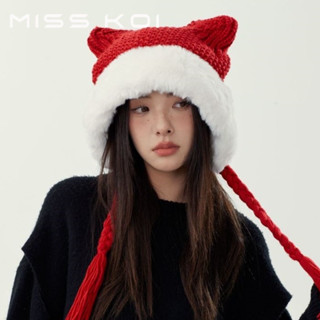  MISSKOI Tai Mèo Mũ Len Nữ Thu Đông Dày Mũ Ấm Mùa Đông Dễ Thương Cô Gái Bảo Vệ Tai Bảo Vệ Lạnh Sang Trọng Lei Feng Mũ 