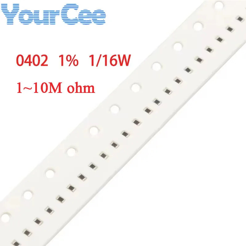 100 Chiếc 0402 Điện Trở SMD 1% 1 / 16W 1 ~ 10M 2.2 6.8 10 20 39 100 270 560 820 1K 2.2K 3K 10K 27K 4
