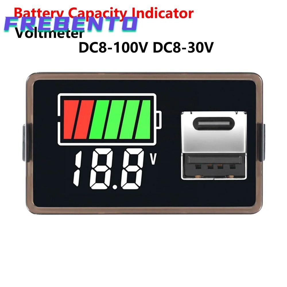 Chỉ báo dung lượng pin FREBENTO, Vôn kế kỹ thuật số DC8-100V DC8-30V USB Type-C, Màn hình pin màn hì