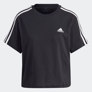 adidas Phong cách sống Áo Crop Top Single Jersey 3 Sọc Essentials Nữ Đen HR4913
