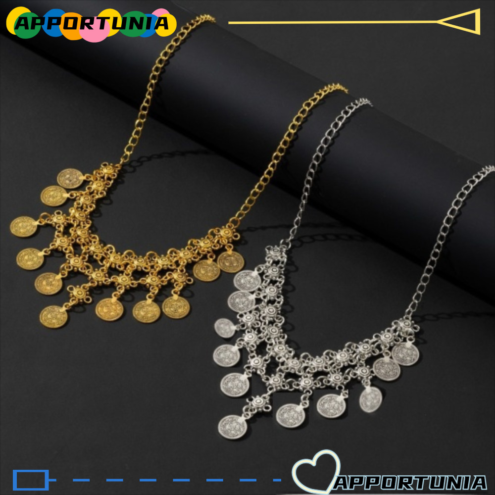 Vòng cổ tua rua APPORTUNIA, Vòng cổ tiền xu cổ điển phong cách Bohemian, Vòng cổ Bohemian đa năng dà