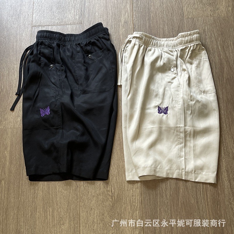 HTML Needles Track Butterfly Embroidered Shorts Japanese Retro Silky Soft Loose Casual Shorts