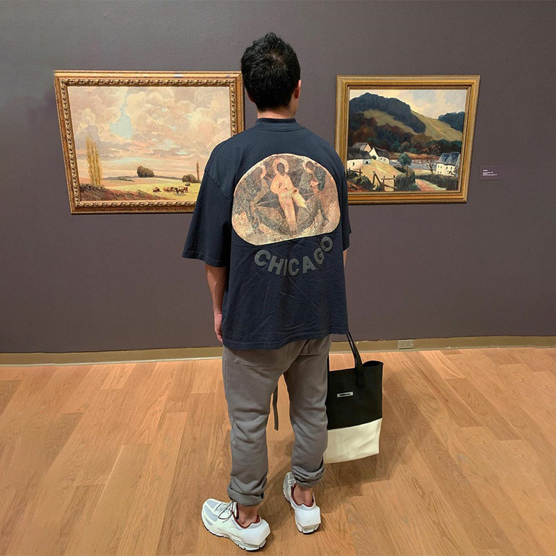ROYH CPFM KANYE Kanye oil painting high street loose fit men's clothing FOG Short-sleeved casual T S