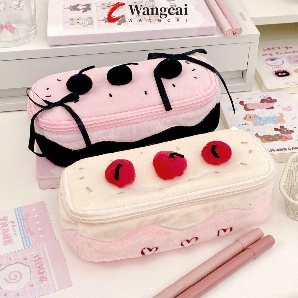 WANGMCAI Túi đựng bút anh đào sang trọng, Hộp đựng bút chì Kawaii bánh trái tim, Hộp đựng văn phòng 