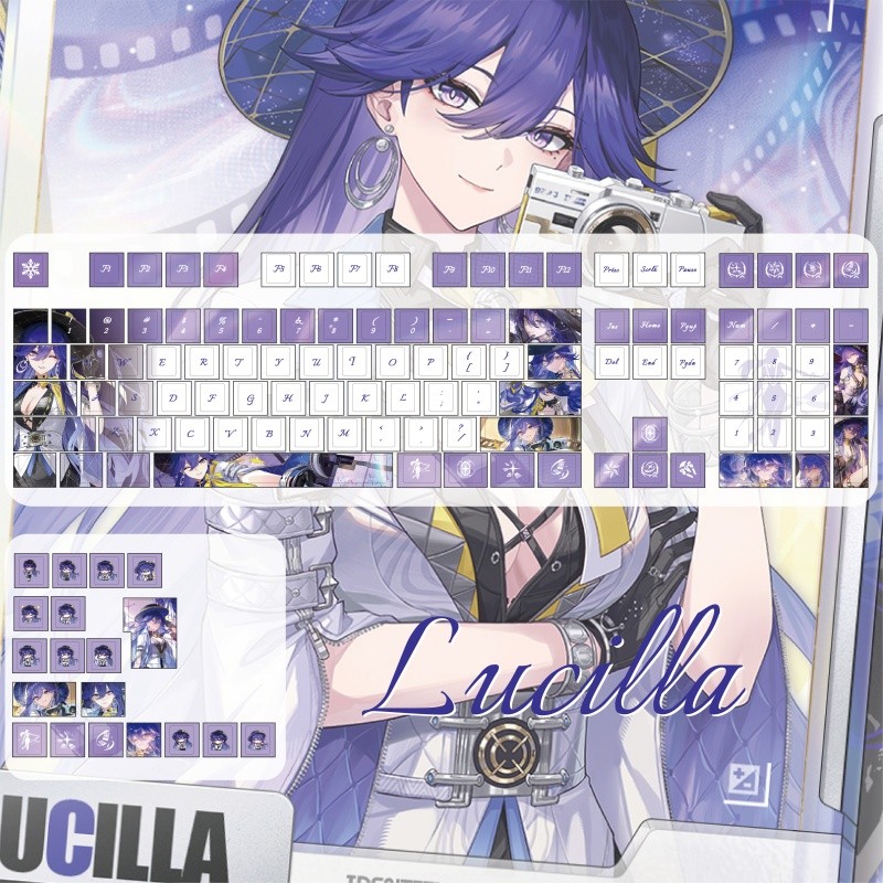 Lucilla Keycaps MX Switch 120 Phím Cherry Profile PBT Wooting Aula F75 Cơ Anime Keycap Nhuộm Thăng H
