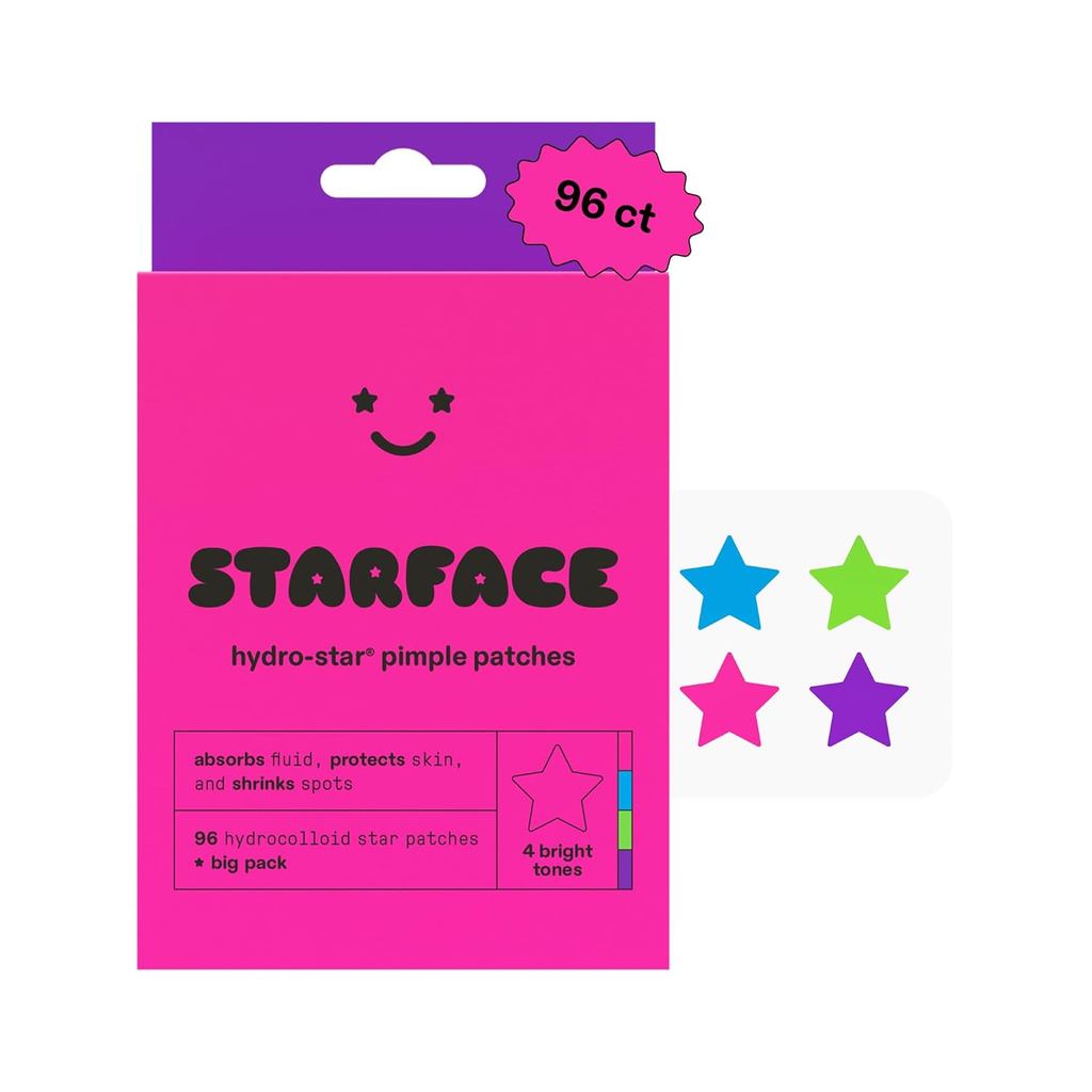 Gói tiệc Starface GÓI LỚN Hydro-Stars, Miếng dán mụn Hydrocolloid đầy màu sắc, Thấm hút chất lỏng và