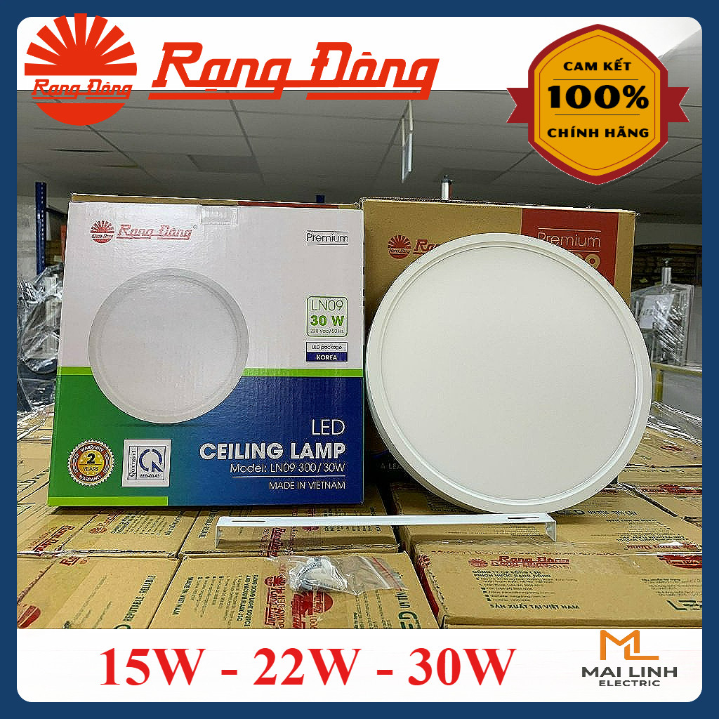 (Rạng Đông) Đèn Led Downlight ốp nổi trần Tròn (Đế Nhôm) 15W-22W-30W (Đế Nhôm) - Tản Nhiệt - Siêu sá