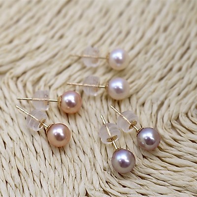 Bông Tai Ngọc Trai Tròn Đều Màu Hồng 6-7ly Bạc S925 Sang Trọng, Thanh Lịch - Ngọc Trai Trường Thịnh