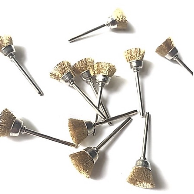 chổi chén đánh gỉ màu đồng 16mm cán 3mm/3.17mm