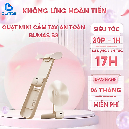 Quạt Mini Cầm Tay Gấp Gọn BUMAS B3 - Tự Động Ngắt Khi Chạm Vào - Bảo Hành 6 Tháng Miễn Phí