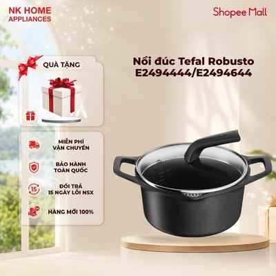 Nồi đúc Tefal Robusto có miệng rót 20cm/24cm cao cấp - E2494444/E2494644 - Bảo hành 24 tháng